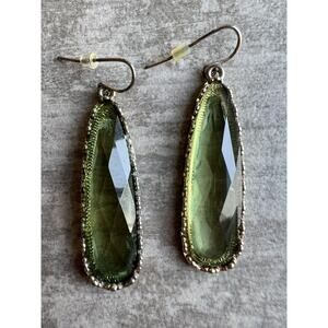 Los Angeles Boutique Silver Green Dangle Drop Boho Statement Fashion Earrings